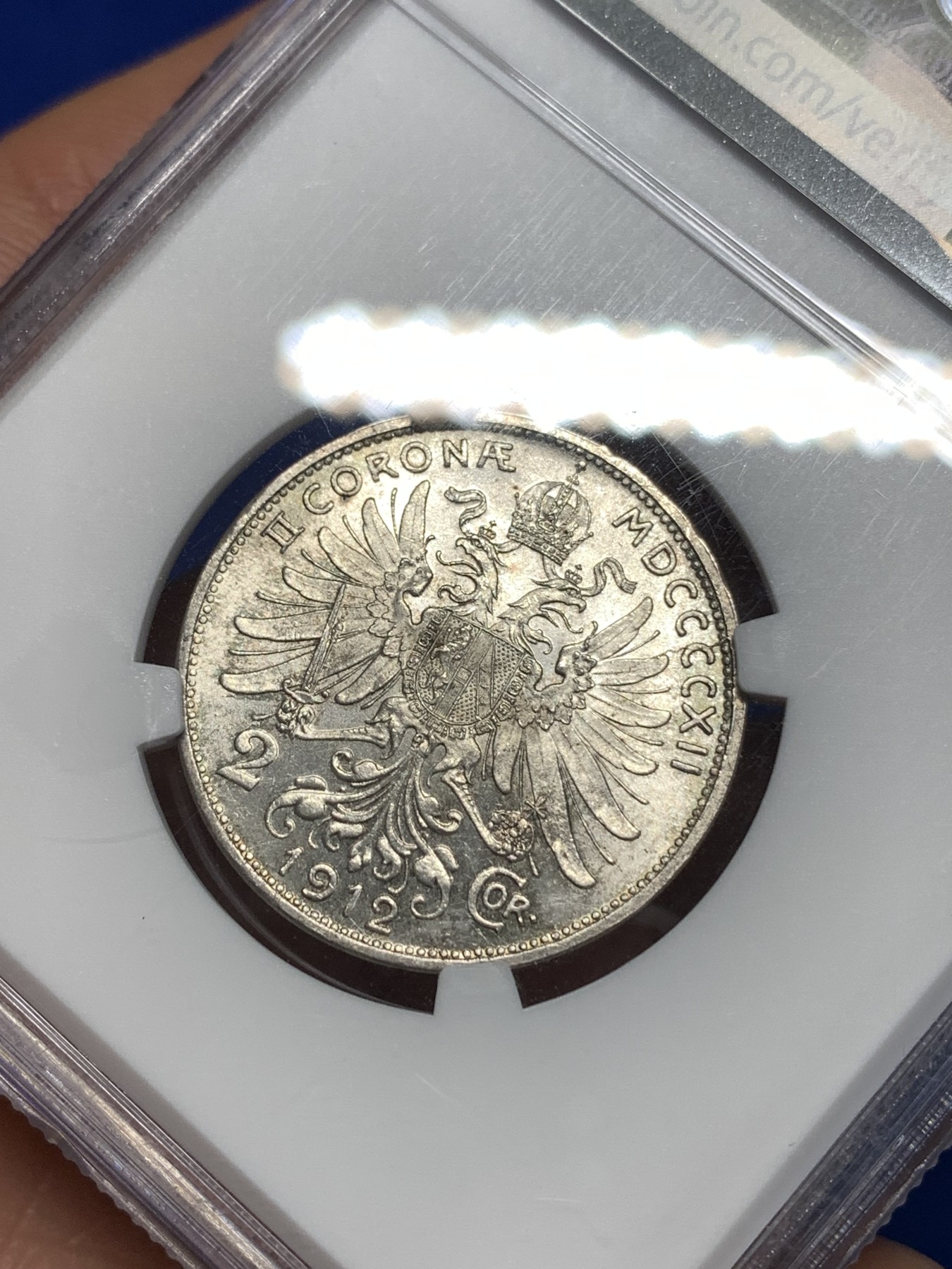 《竞宝斋》第260场-周日，周一，周二 3场连拍 (全场包邮) NGC MS61 奥地利1912年2克朗银币