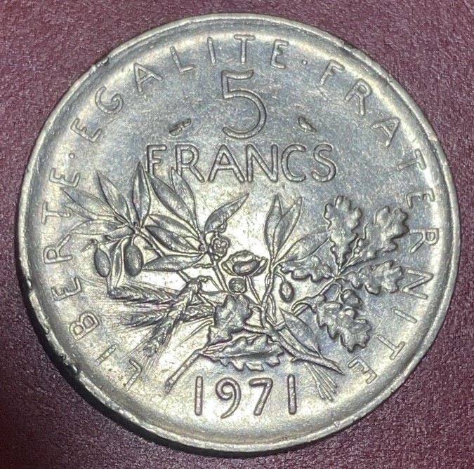 神仙姐姐散币好品专场第三十三期（无佣金满邮自动发出 1971 年法国 5 法郎