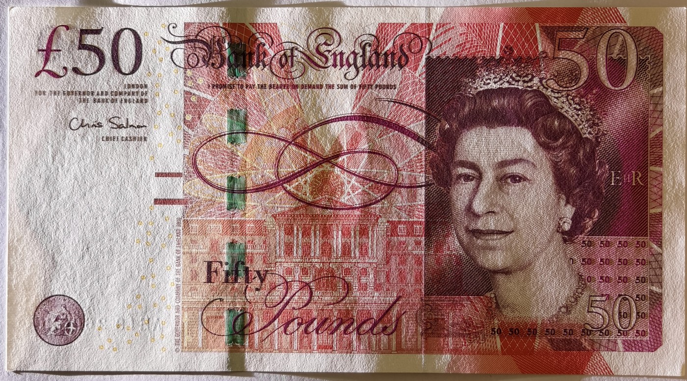 紫瑗钱币——第341期拍卖——纸币场 英国2010年 F序列 工程师瓦特(蒸汽机发明者)和其推广合作者博尔顿 50镑 UNC