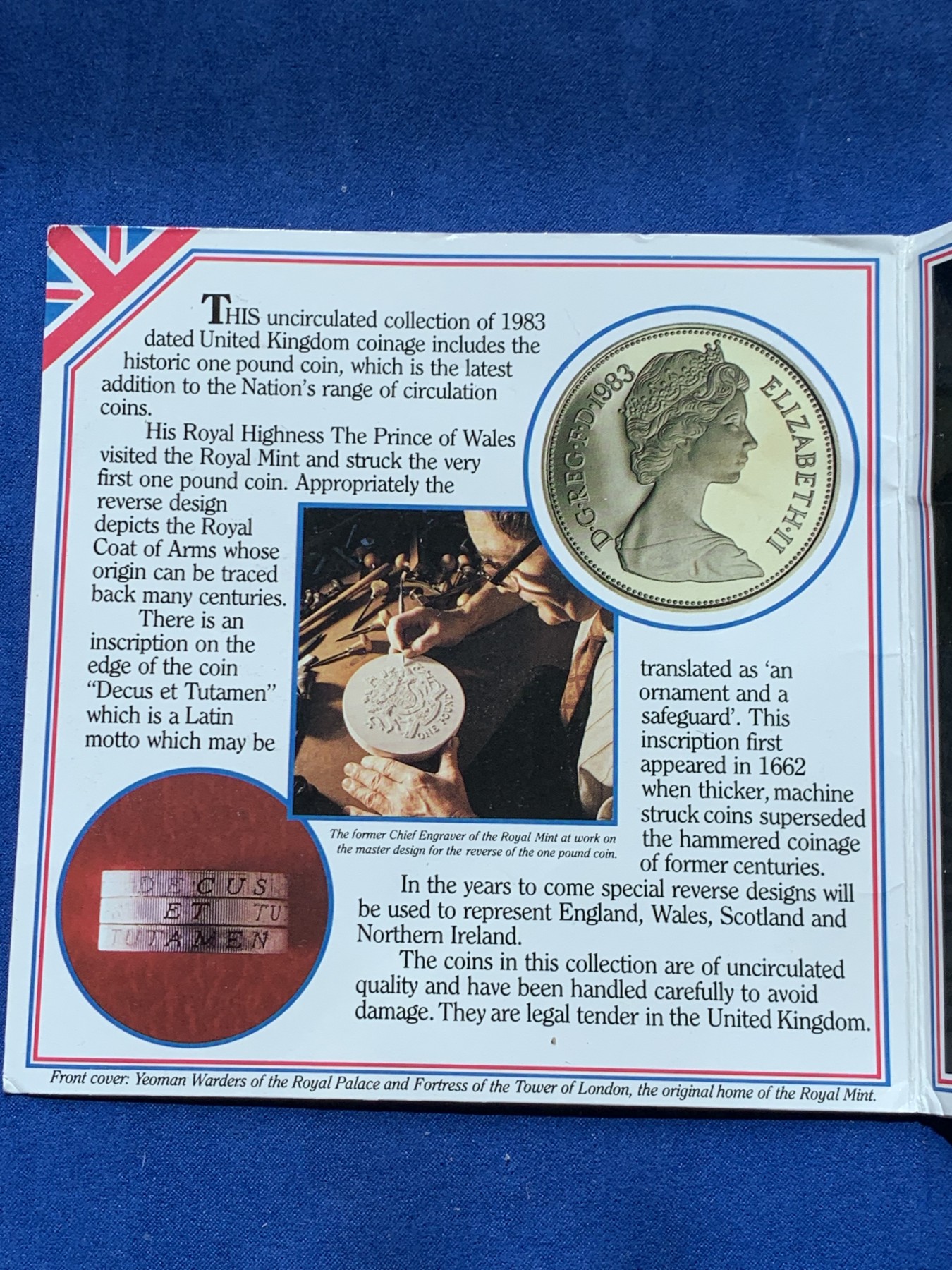 《竞宝斋》第260场-周日，周一，周二 3场连拍 (全场包邮) 英国1983年硬币套装，共8枚 1英镑硬币首发年，图像是英国国徽，并带1/2便士