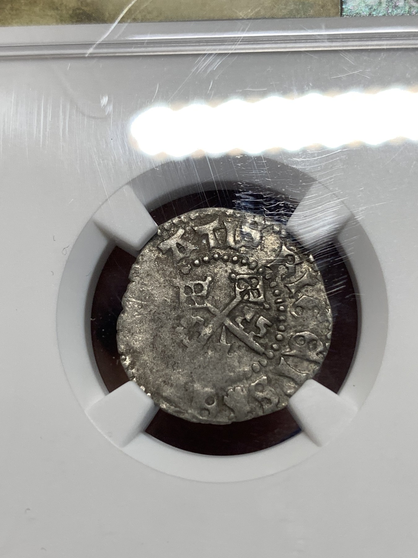 《竞宝斋》第260场-周日，周一，周二 3场连拍 (全场包邮) NGC XF45 中世纪条顿骑士团1先令银币 1479-1484年 三大骑士团之一 该银币由利沃尼亚里加（RIGA）的骑士团发行 团长缺位 里加是条顿骑士团在波罗的海地区的总部