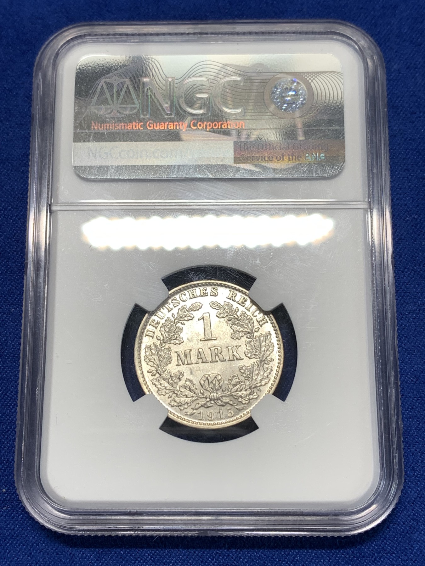 《竞宝斋》第260场-周日，周一，周二 3场连拍 (全场包邮) NGC MS63 德国1915年D版第二帝国长翅1马克银币 原光好品