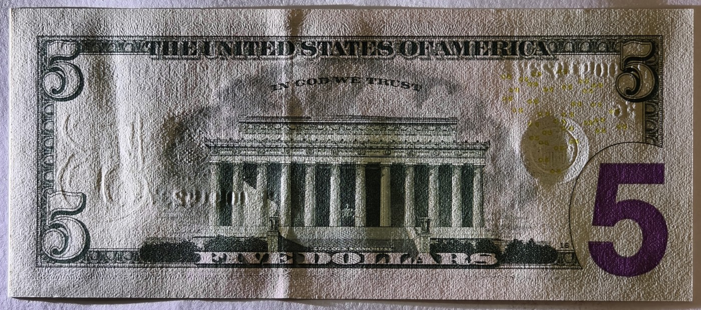 紫瑗钱币——第341期拍卖——纸币场 【补号】美国 2017年 F版 A序列 亚伯拉罕·林肯 5美元 彩色版 UNC