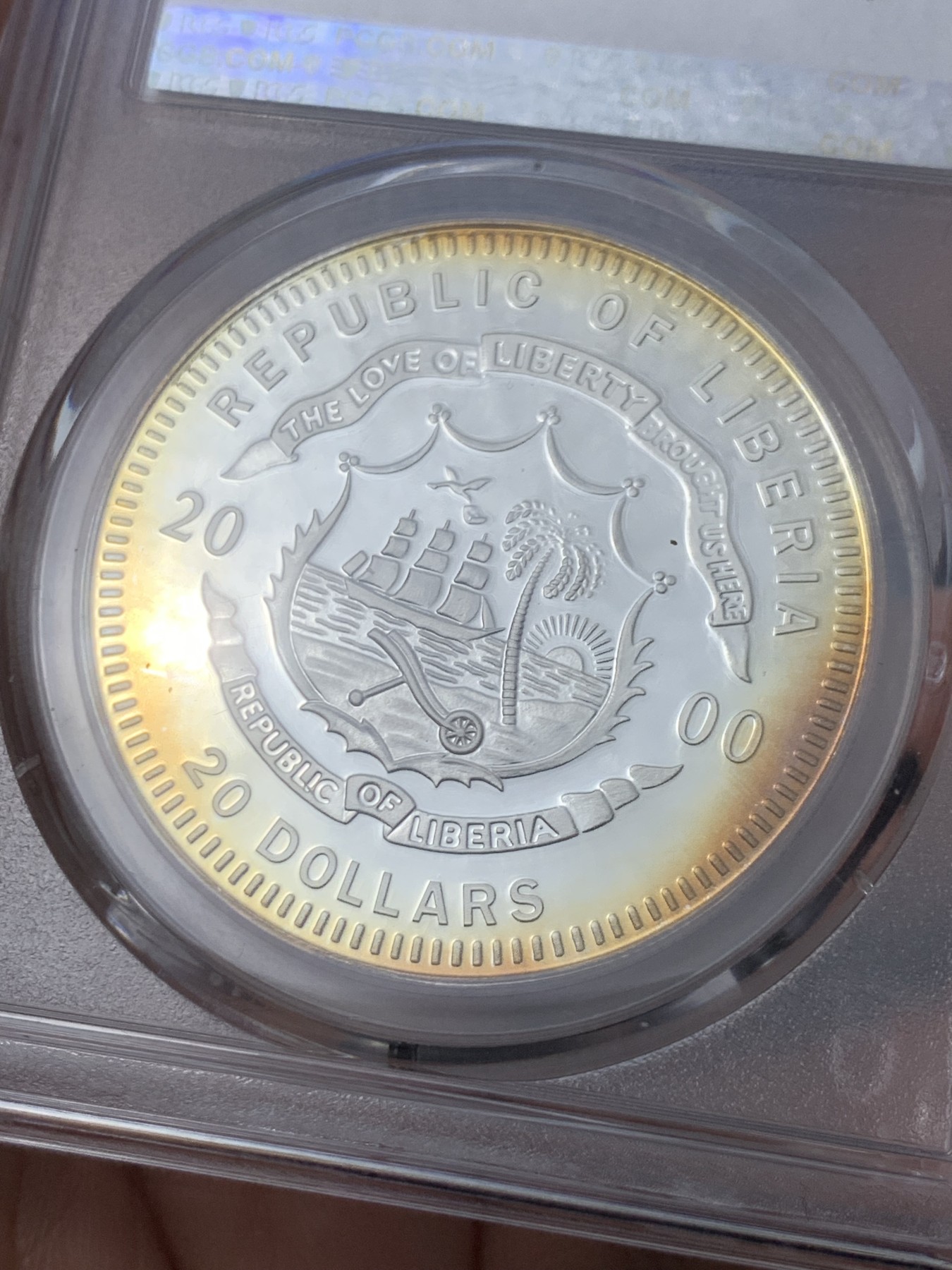 《竞宝斋》第260场-周日，周一，周二 3场连拍 (全场包邮) 唯一冠军分 PCGS金盾 PR69DCAM 利比里亚2000年罗马纪念20元精制大银币