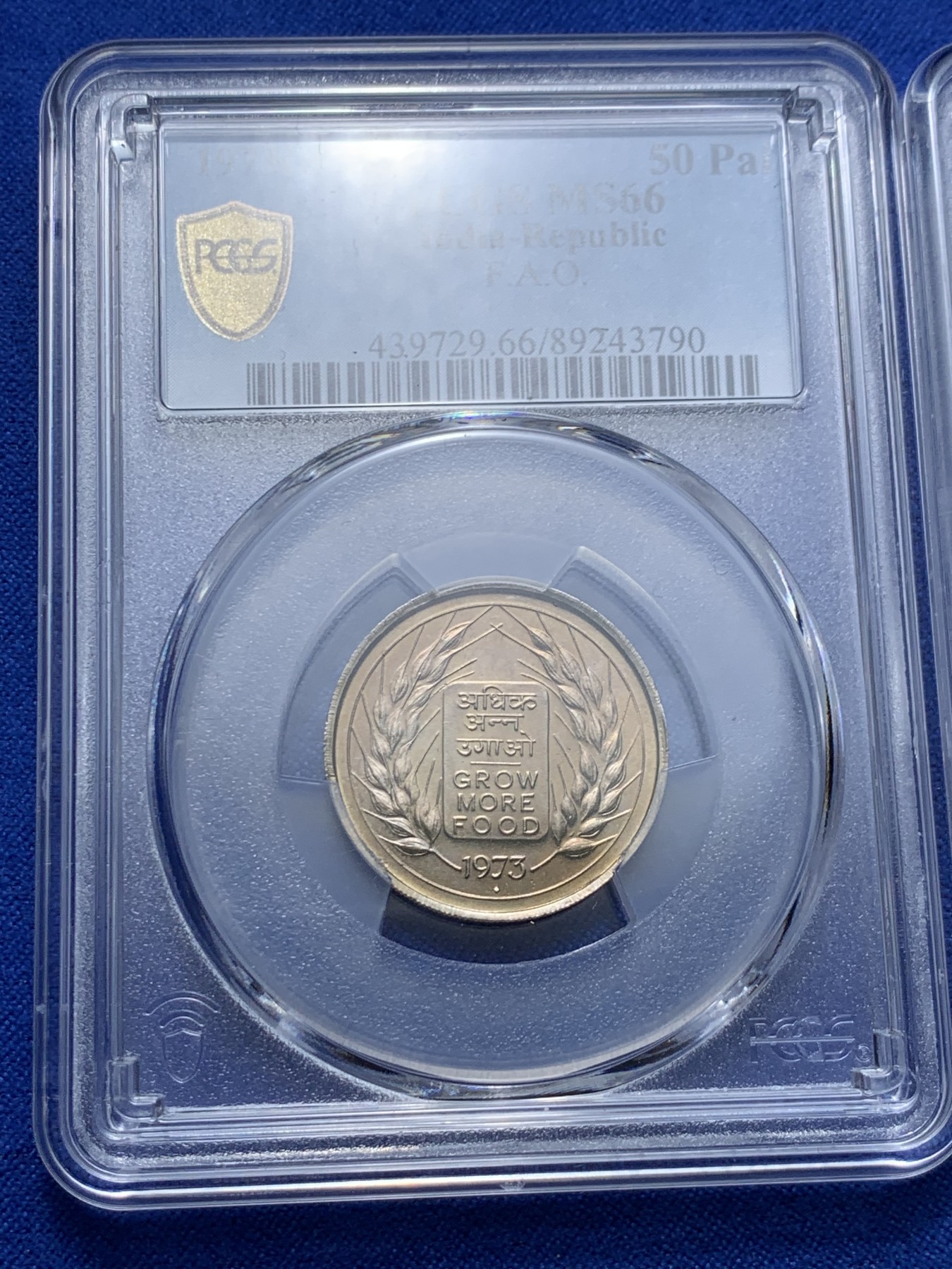 《竞宝斋》第260场-周日，周一，周二 3场连拍 (全场包邮) 3枚一组 PCGS MS63/65 印度1973年F.A.O.银币两枚+MS66镍币一枚