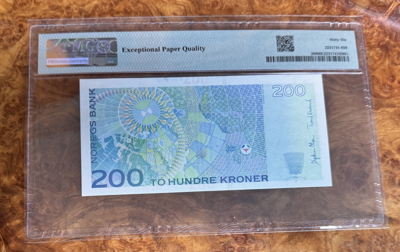 Chase Auction 第28期 - - 外钞、民国钞和人民币混合场！ 2013年挪威200克朗，PMG66！