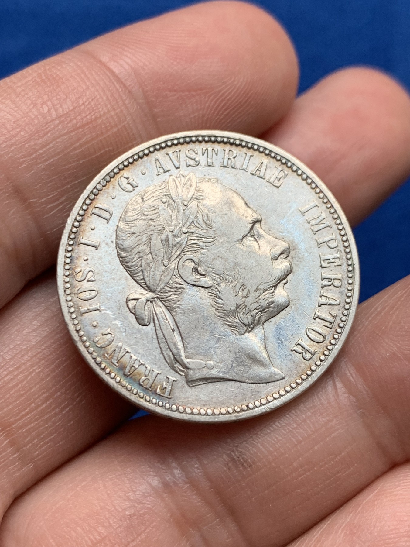 《竞宝斋》第261场-周日，周一，周二 3场连拍 (全场包邮) 奥地利1879年弗朗茨约瑟夫一世1福林半元型银币