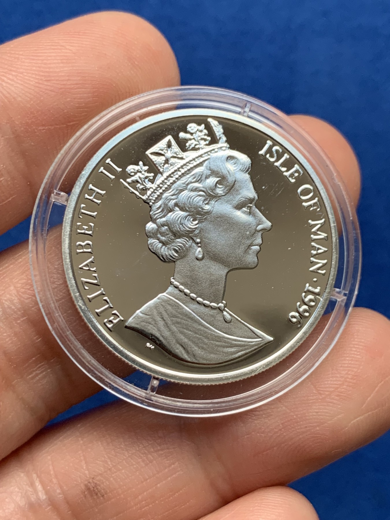 《竞宝斋》第261场-周日，周一，周二 3场连拍 (全场包邮) 马恩岛1996年西班牙加入欧盟10周年10欧元精制纪念银币