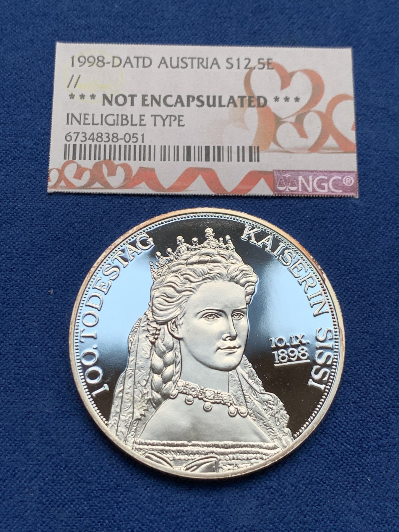 《竞宝斋》第261场-周日，周一，周二 3场连拍 (全场包邮) 奥地利2000年12.5欧 茜茜公主精制纪念银章 少见 925银 奥地利造币厂铸造