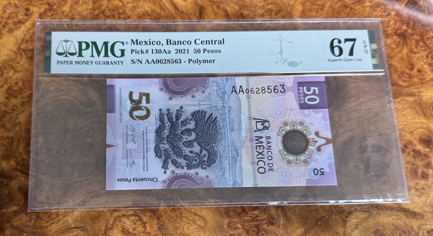 Chase Auction 第28期 - - 外钞、民国钞和人民币混合场！ 2021年墨西哥50比索，PMG67，世界最佳纸币！