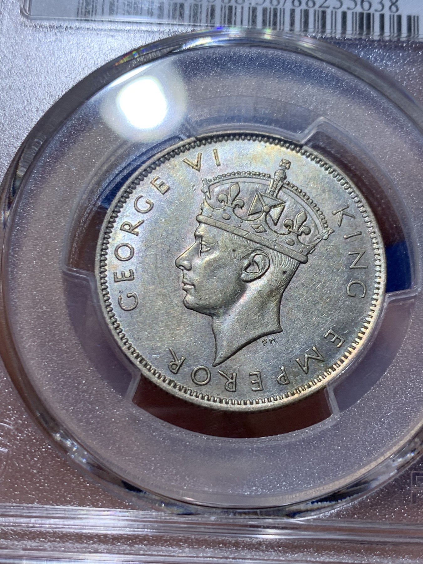 《竞宝斋》第261场-周日，周一，周二 3场连拍 (全场包邮) PCGS AU58 英属斐济 1941 乔六 1福林银币 特年 发行量仅2万枚