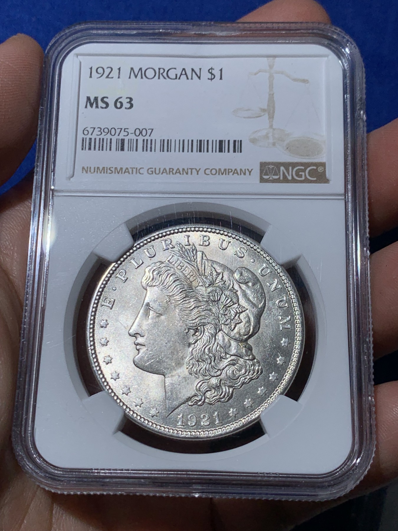 《竞宝斋》第261场-周日，周一，周二 3场连拍 (全场包邮) NGC MS63 美国1921年摩根银币