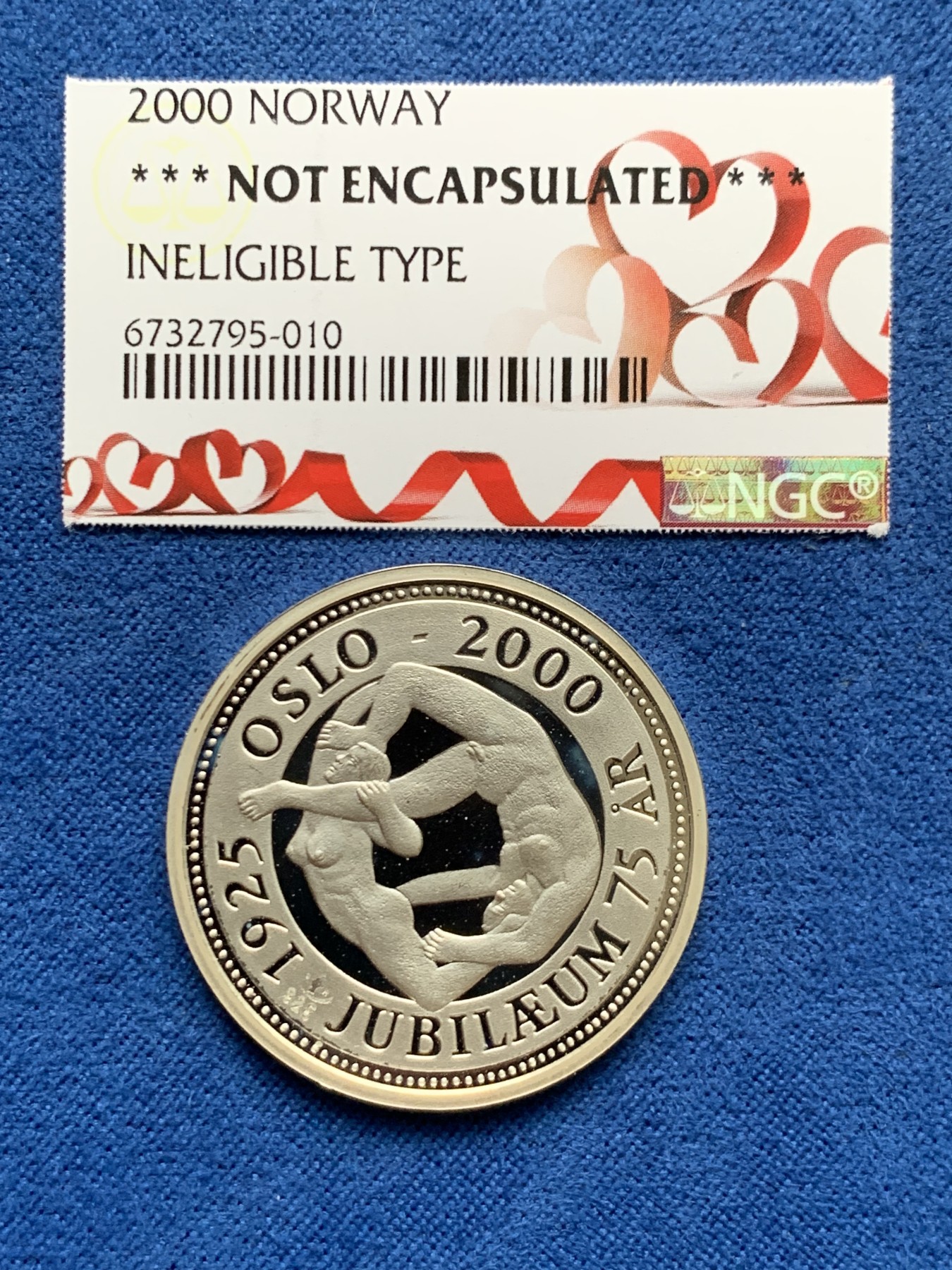 《竞宝斋》第261场-周日，周一，周二 3场连拍 (全场包邮) 挪威2000年人体艺术14.5欧元少见银币