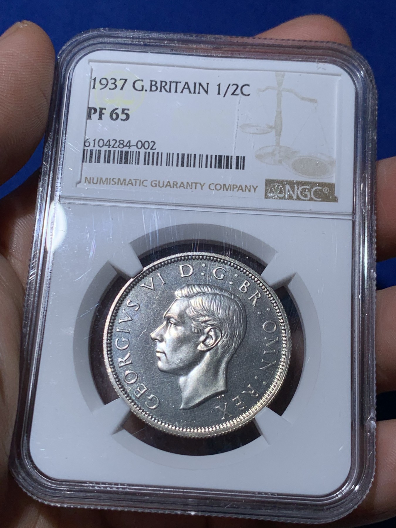 《竞宝斋》第261场-周日，周一，周二 3场连拍 (全场包邮) NGC PF65 英国 1937年 半克朗 乔治六世 银币