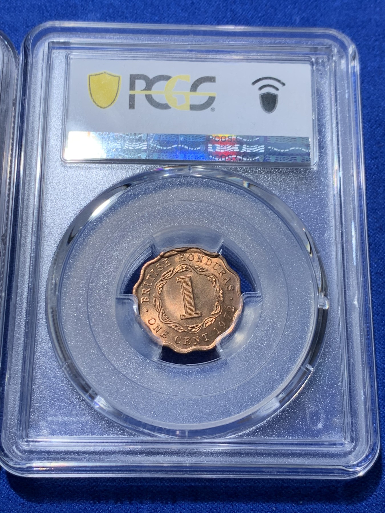 《竞宝斋》第261场-周日，周一，周二 3场连拍 (全场包邮) 两枚一组 PCGS MS63RD 英属洪都拉斯1972年1分铜币+NGC MS63 摩纳哥1962年亲王10分铜币，有点低评