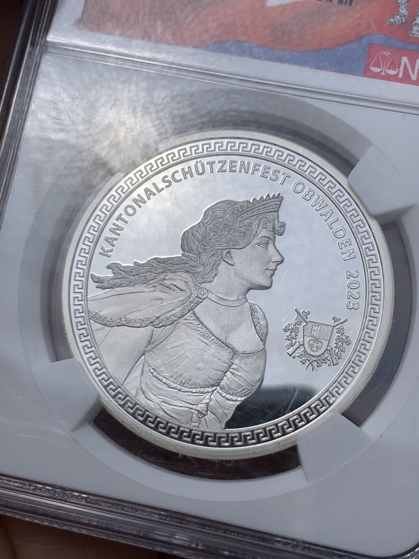 《竞宝斋》第261场-周日，周一，周二 3场连拍 (全场包邮) NGC PF68UC 瑞士2023年奥布瓦尔登射击节 吉斯维尔女神 50法郎精制币 限量1000枚 裸币1500+