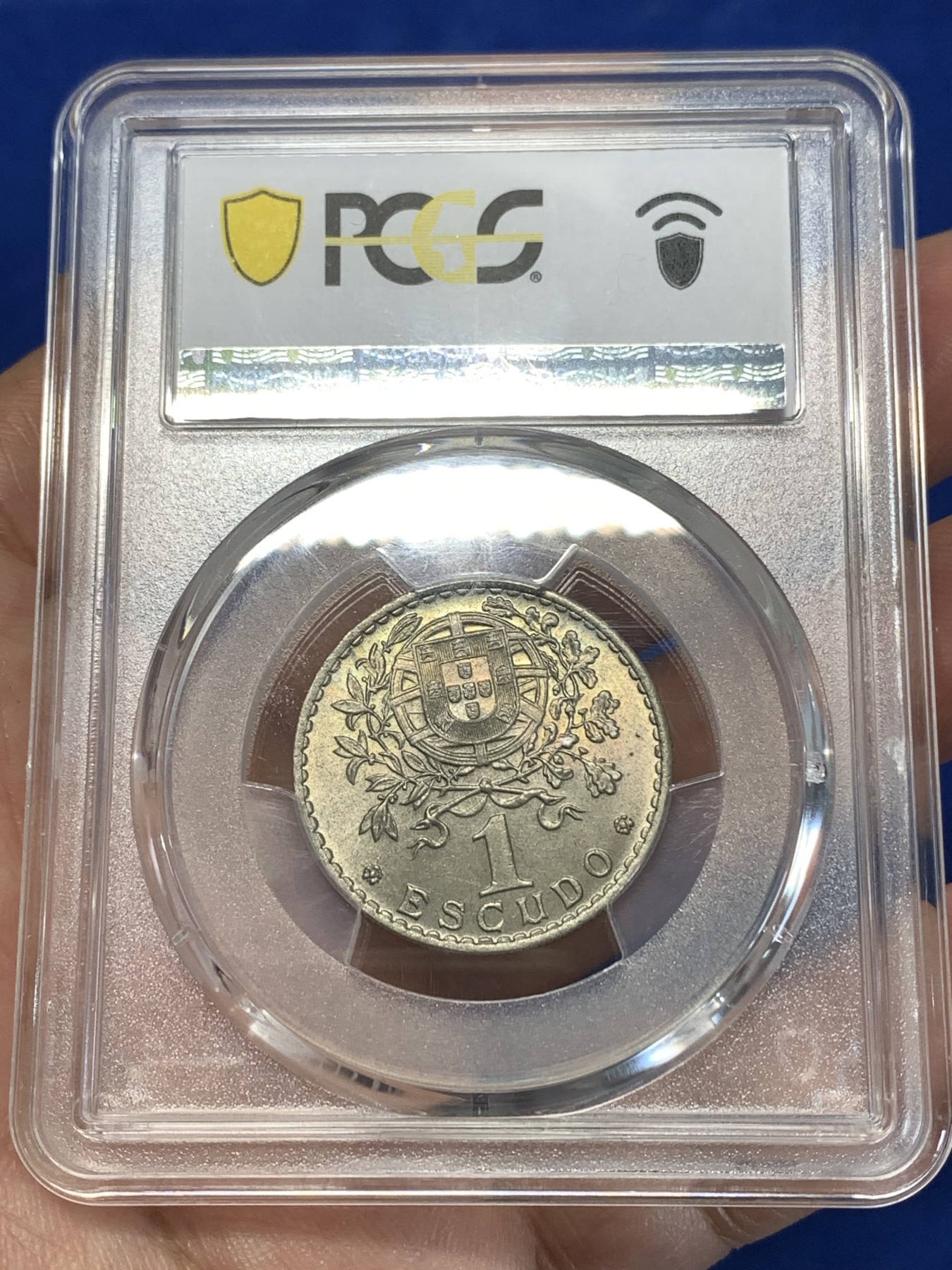 《竞宝斋》第261场-周日，周一，周二 3场连拍 (全场包邮) PCGS金盾 MS66 葡萄牙1965年1埃斯库多镍币，唯一冠军分