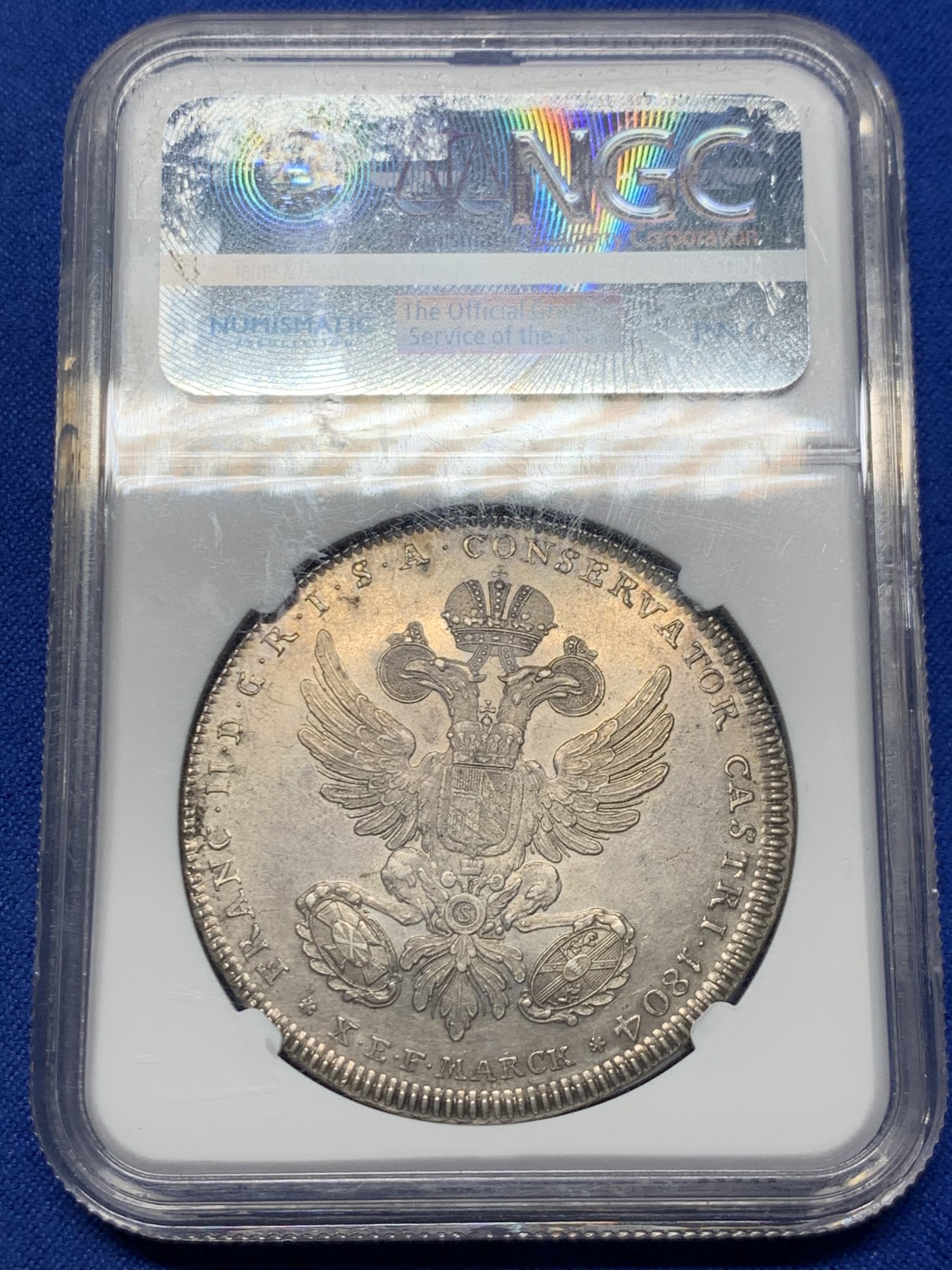 《竞宝斋》第261场-周日，周一，周二 3场连拍 (全场包邮) NGC MS63 神圣罗马帝国 1804 弗里德贝格骑士屠龙 泰勒大银币 打制清晰 细腻的场景 难得藏品