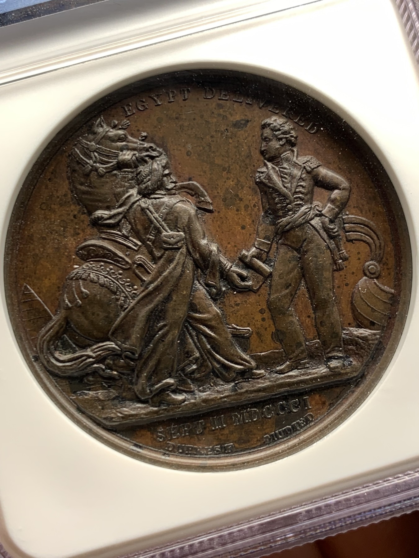 《竞宝斋》第261场-周日，周一，周二 3场连拍 (全场包邮) NGC MS61BN 英国 1820 埃及 哈钦森与埃及贝伊缔结条约 纪念铜章 极少品种