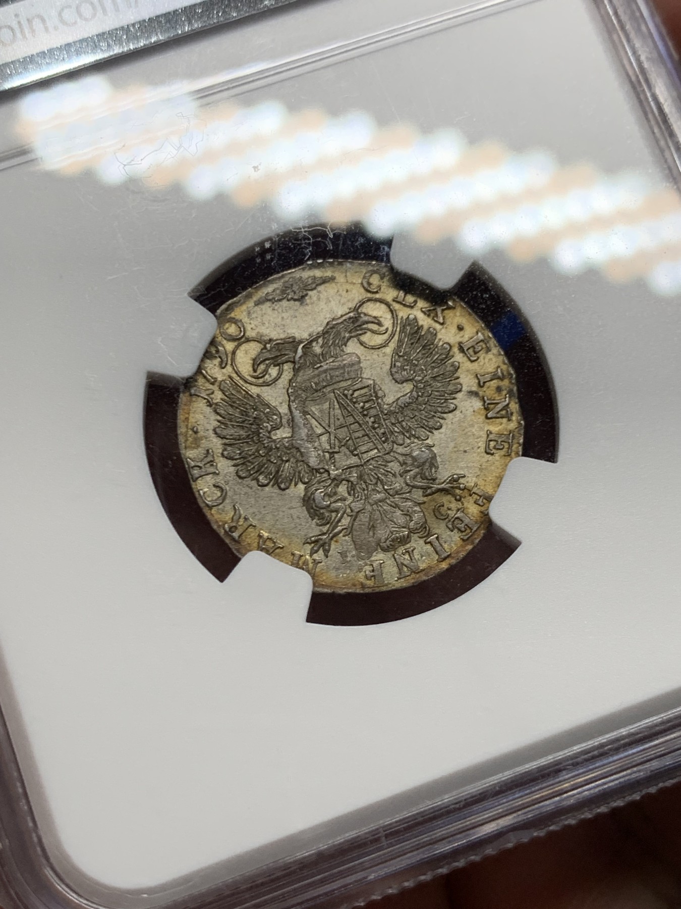 《竞宝斋》第261场-周日，周一，周二 3场连拍 (全场包邮) NGC MS63 1790年萨克森1/12泰勒银币 NGC标签有误 非常好看的包浆