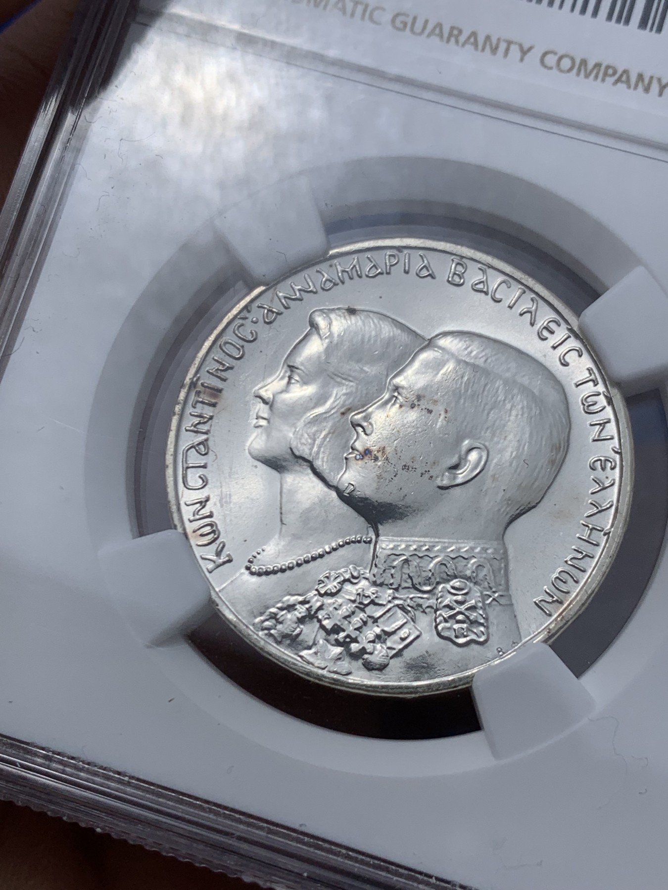 《竞宝斋》第261场-周日，周一，周二 3场连拍 (全场包邮) NGC UNCD 希腊1964年康斯坦丁二世皇室婚礼30德拉克马银币