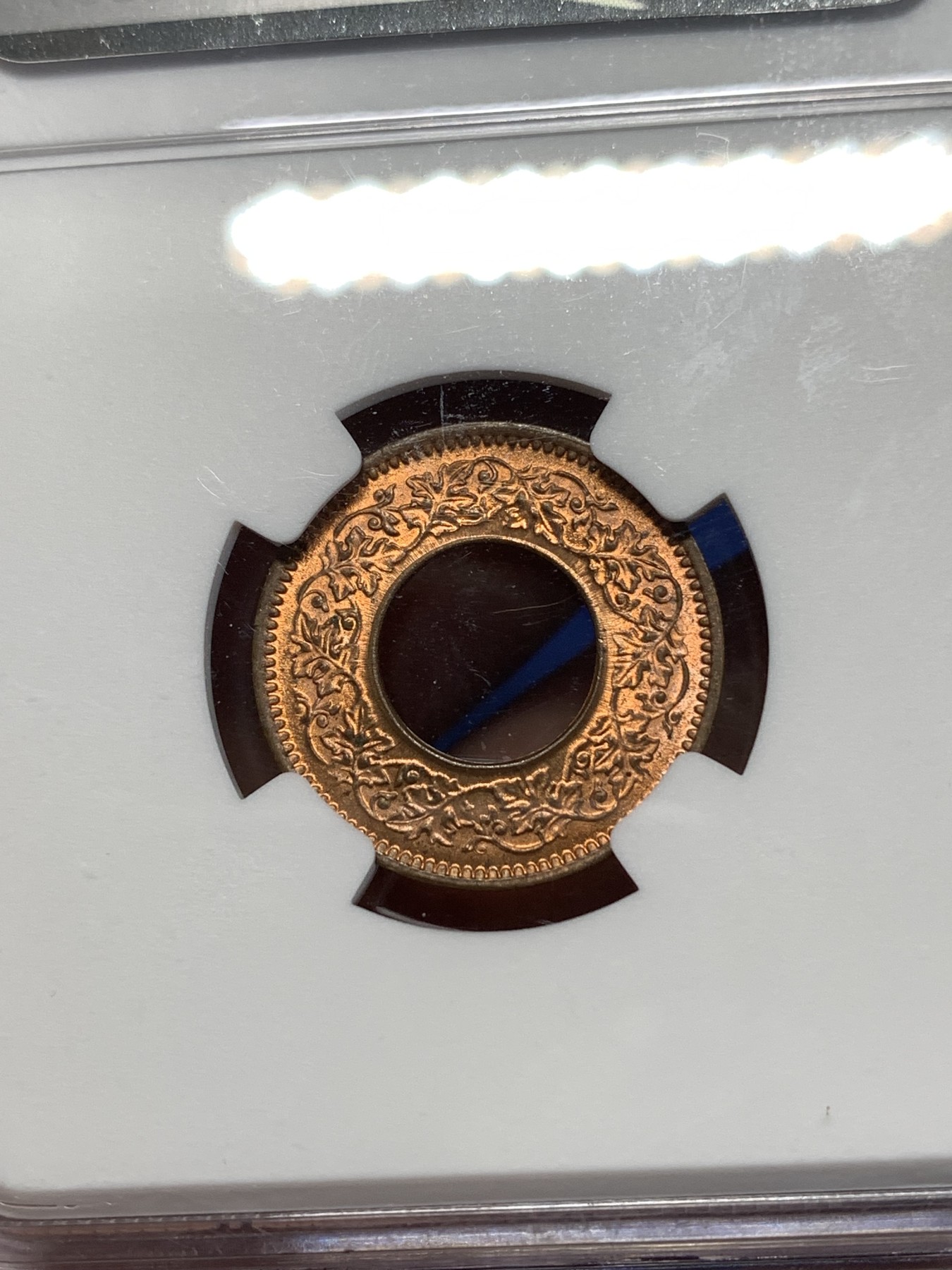 《竞宝斋》第261场-周日，周一，周二 3场连拍 (全场包邮) NGC MS63RB 印度1944年高冠派沙铜币