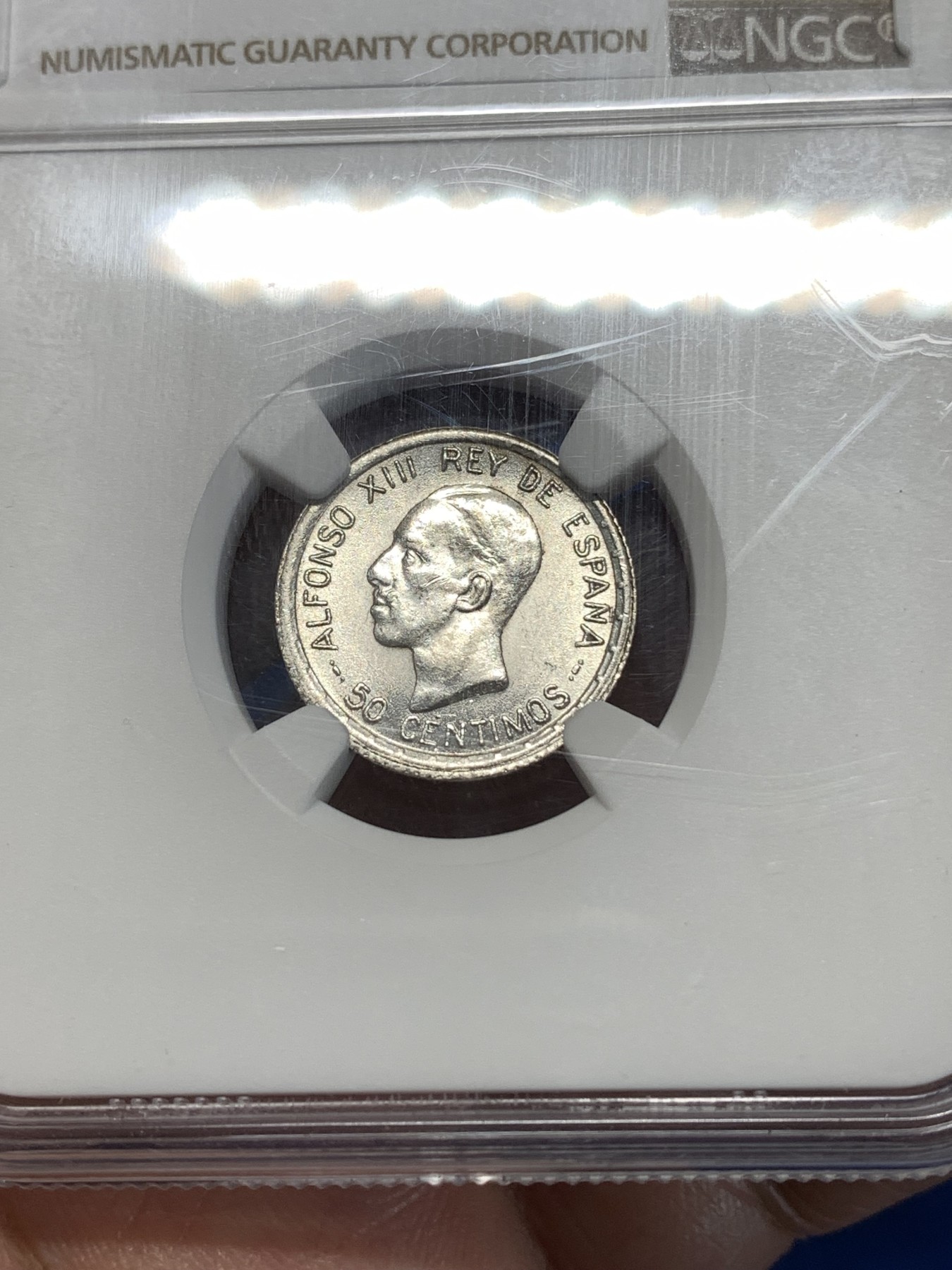 《竞宝斋》第261场-周日，周一，周二 3场连拍 (全场包邮) NGC UNCD 西班牙1926年阿方索十三世50分银币 原光好品