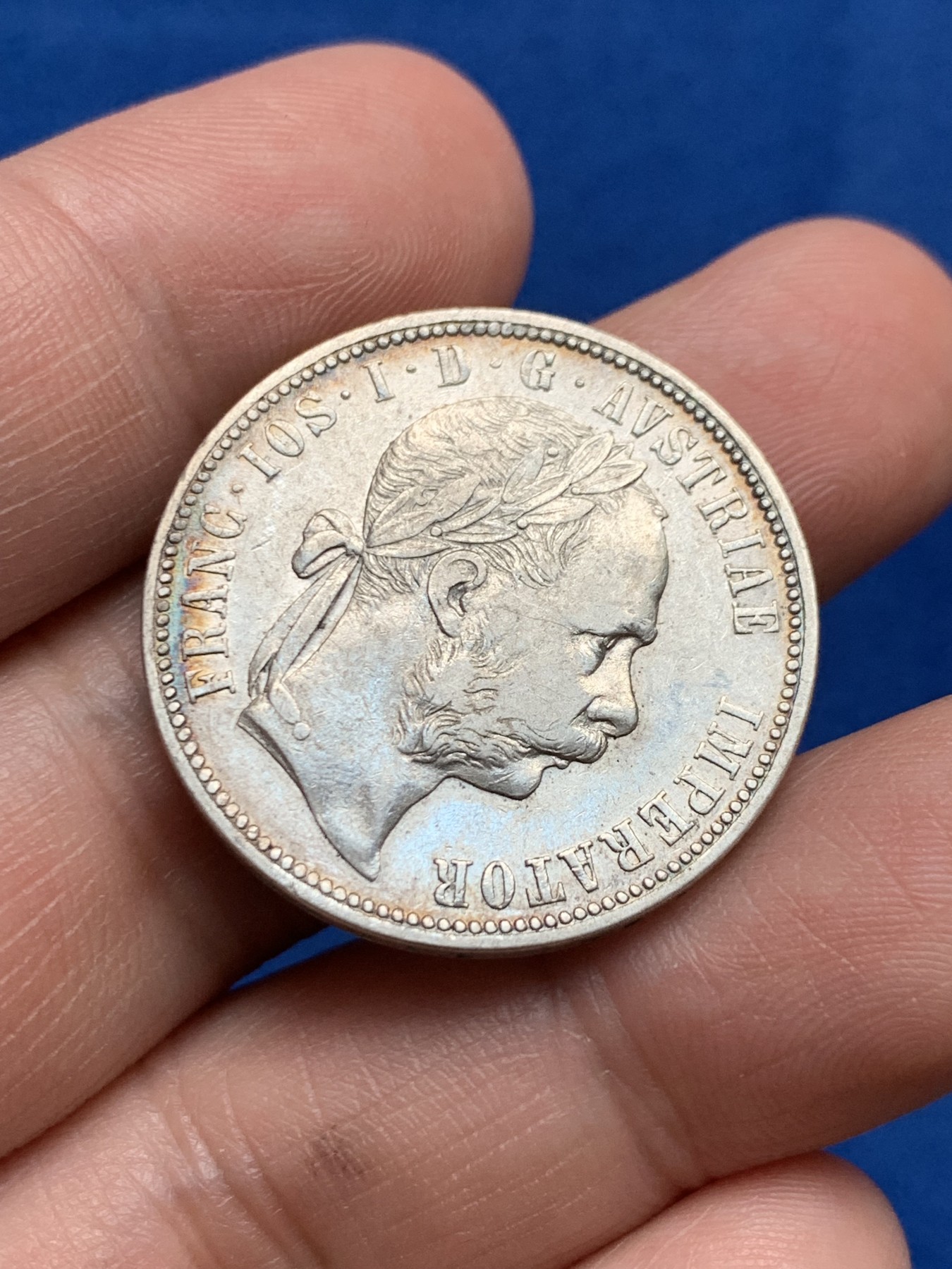 《竞宝斋》第261场-周日，周一，周二 3场连拍 (全场包邮) 奥地利1879年弗朗茨约瑟夫一世1福林半元型银币