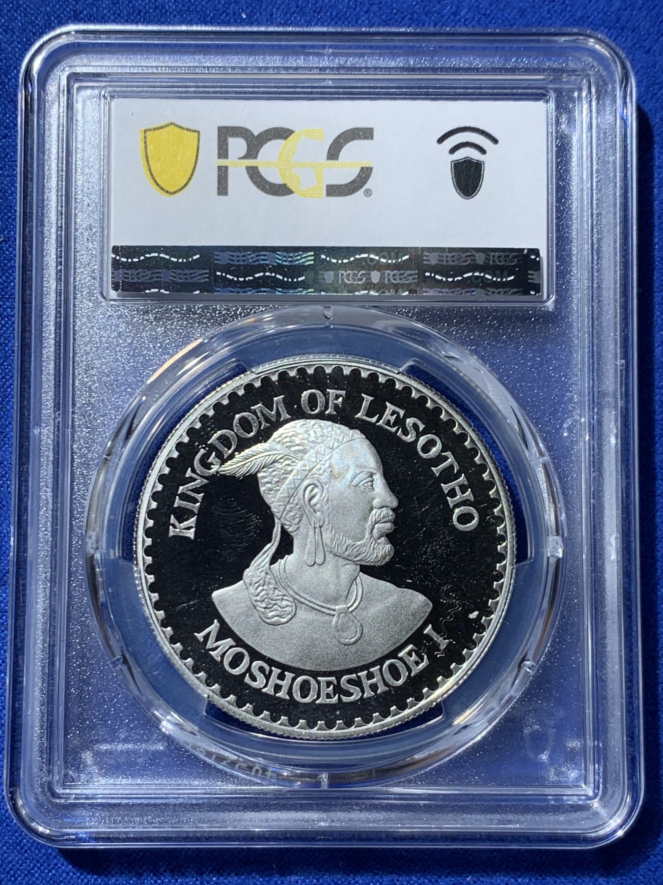 《竞宝斋》第261场-周日，周一，周二 3场连拍 (全场包邮) PCGS金盾 PR66DCAM 莱索托1979年儿童年纪念10洛蒂精制大银币，925银，重量28.28g