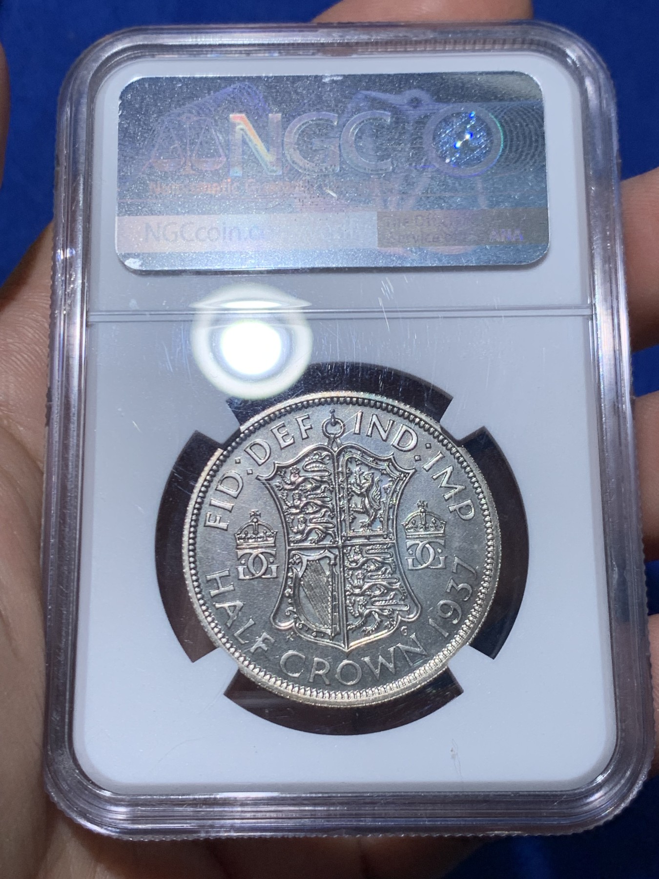 《竞宝斋》第261场-周日，周一，周二 3场连拍 (全场包邮) NGC PF65 英国 1937年 半克朗 乔治六世 银币