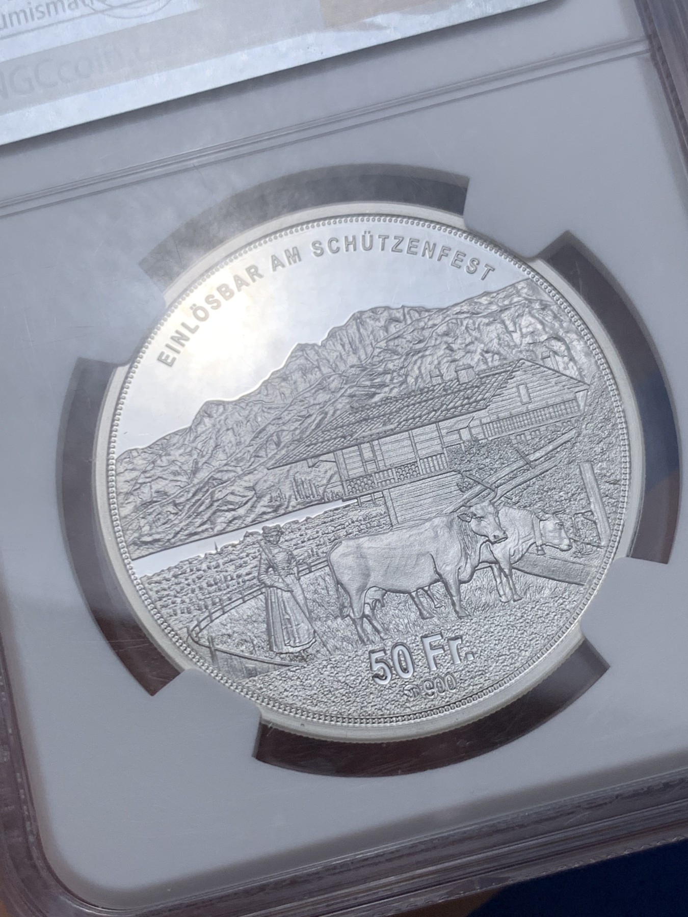 《竞宝斋》第261场-周日，周一，周二 3场连拍 (全场包邮) NGC PF68UC 瑞士2023年奥布瓦尔登射击节 吉斯维尔女神 50法郎精制币 限量1000枚 裸币1500+
