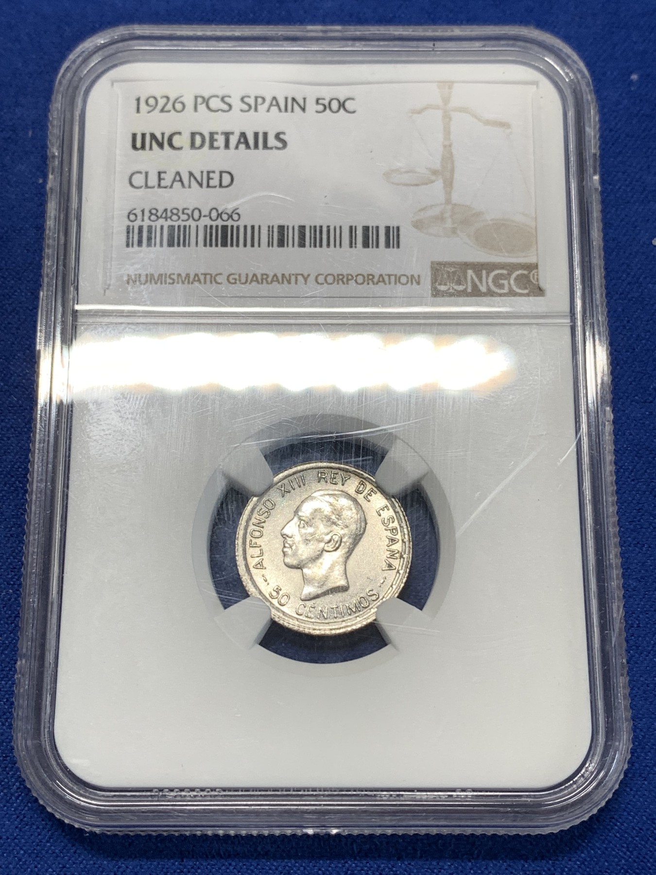 《竞宝斋》第261场-周日，周一，周二 3场连拍 (全场包邮) NGC UNCD 西班牙1926年阿方索十三世50分银币 原光好品