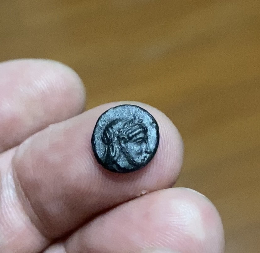 精品古希腊 阿波罗与星芒  蜜西亚。坎布里亚约公元前400—300年。  10毫米，1.13克  非常好14