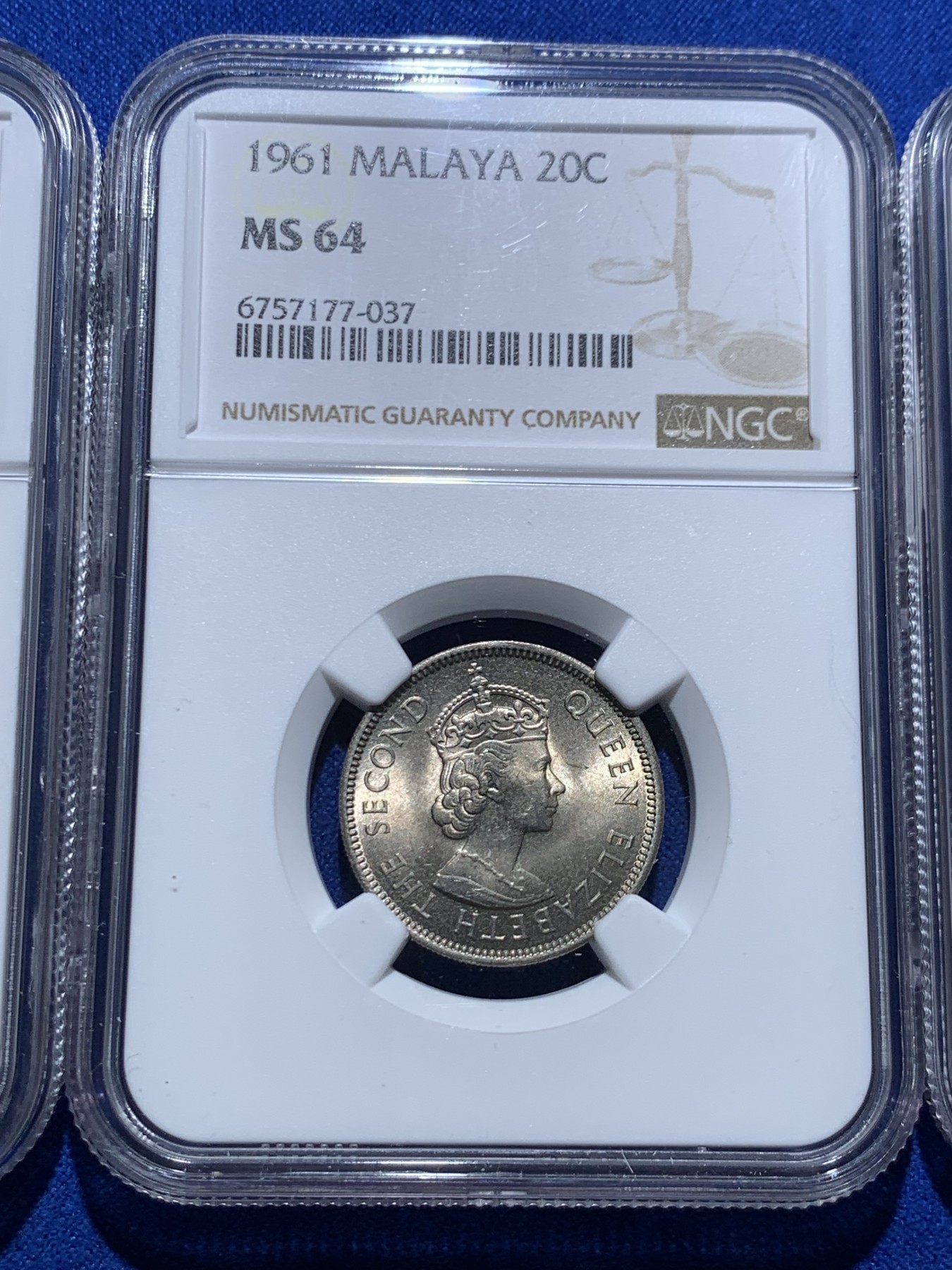 《竞宝斋》第261场-周日，周一，周二 3场连拍 (全场包邮) 3枚一组 NGC MS64-65 英属马来亚10C 20C 50C