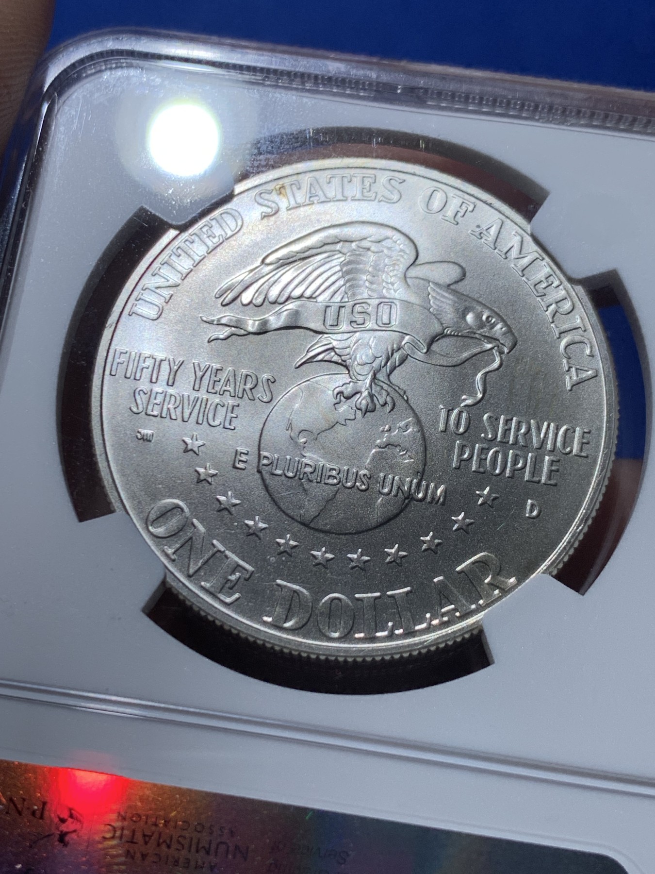 《竞宝斋》第261场-周日，周一，周二 3场连拍 (全场包邮) NGC MS69 美国1991年D版USO 1美元大银币