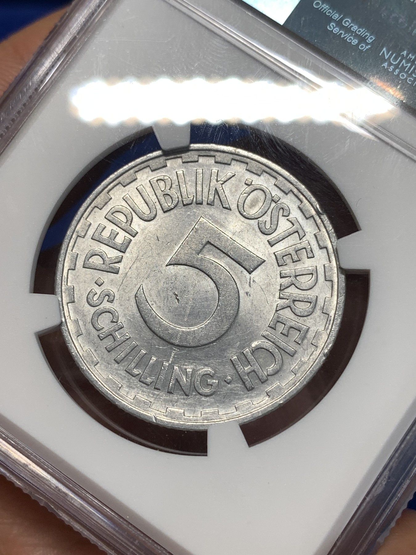 《竞宝斋》第261场-周日，周一，周二 3场连拍 (全场包邮) NGC UNCD 1952年奥地利5S铝币