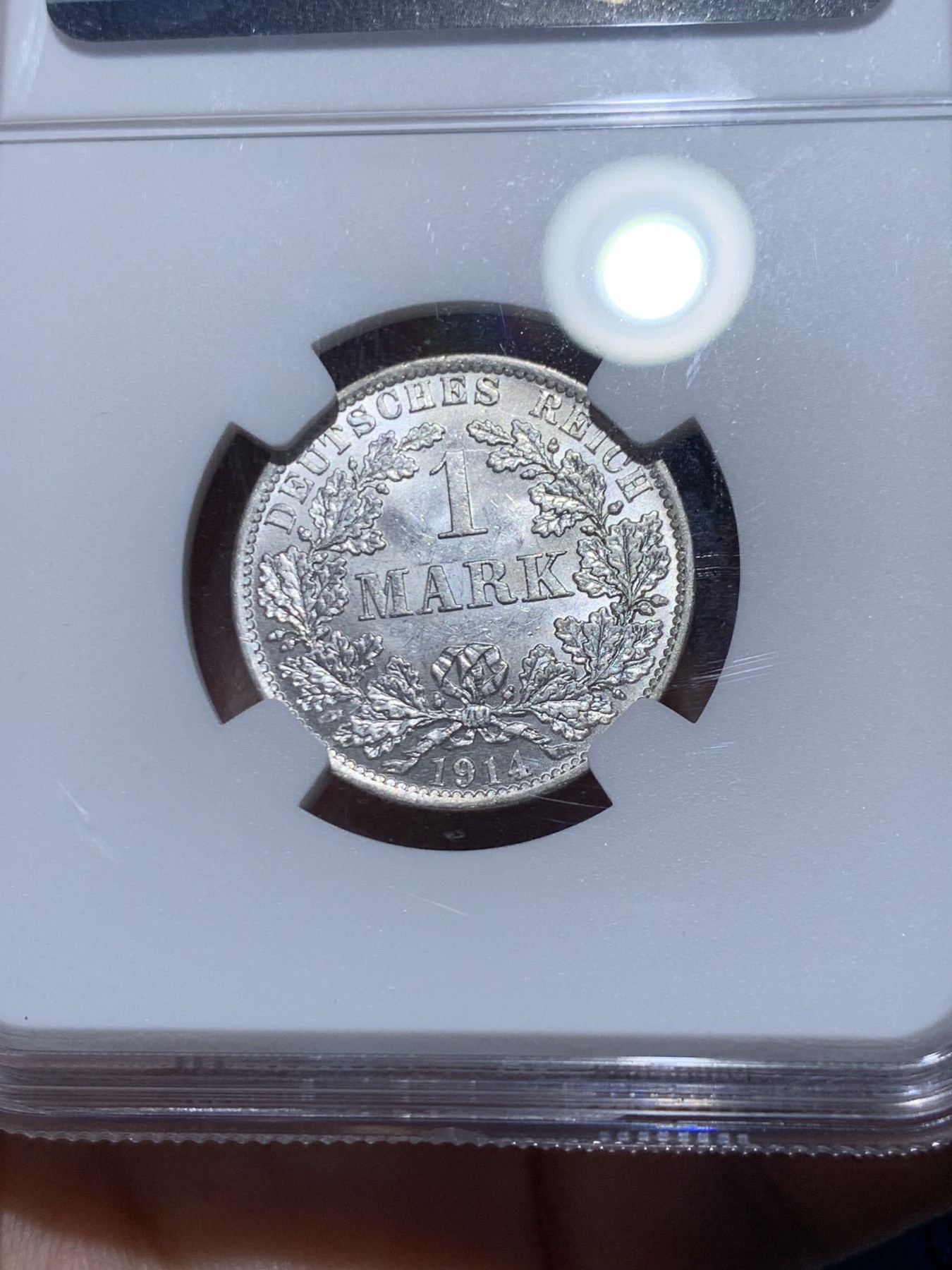 《竞宝斋》第261场-周日，周一，周二 3场连拍 (全场包邮) NGC MS62 德国1914年A版第二帝国长翅1马克银币