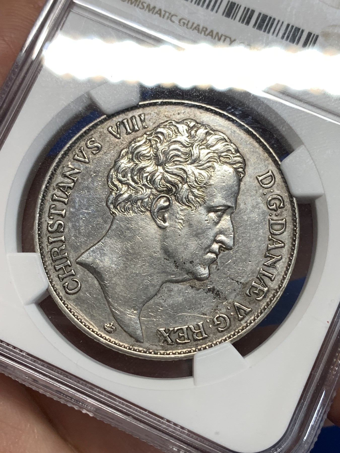 《竞宝斋》第261场-周日，周一，周二 3场连拍 (全场包邮) NGC AUD 1846年丹麦克里斯蒂八世1SD大银币