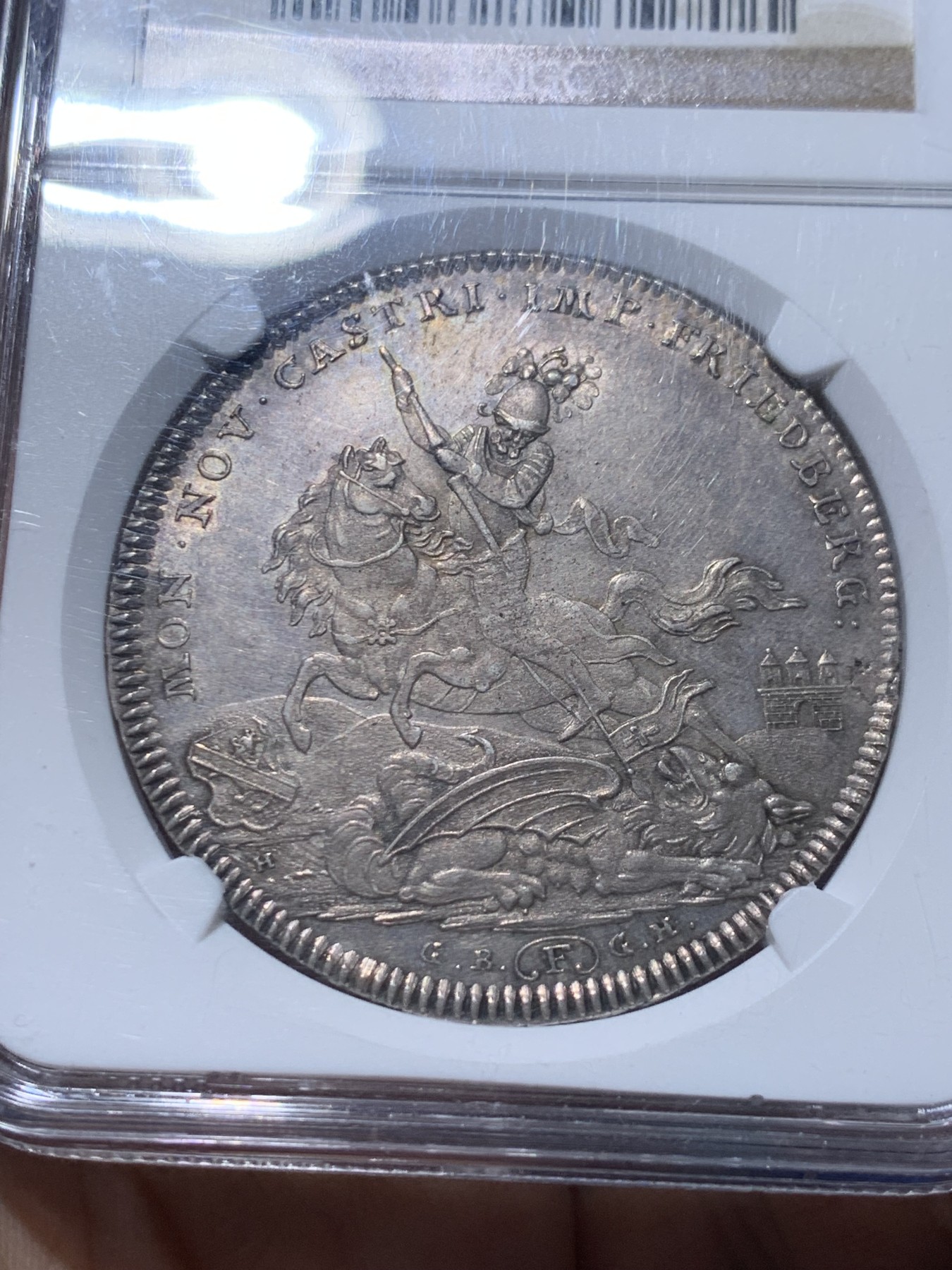 《竞宝斋》第261场-周日，周一，周二 3场连拍 (全场包邮) NGC MS63 神圣罗马帝国 1804 弗里德贝格骑士屠龙 泰勒大银币 打制清晰 细腻的场景 难得藏品