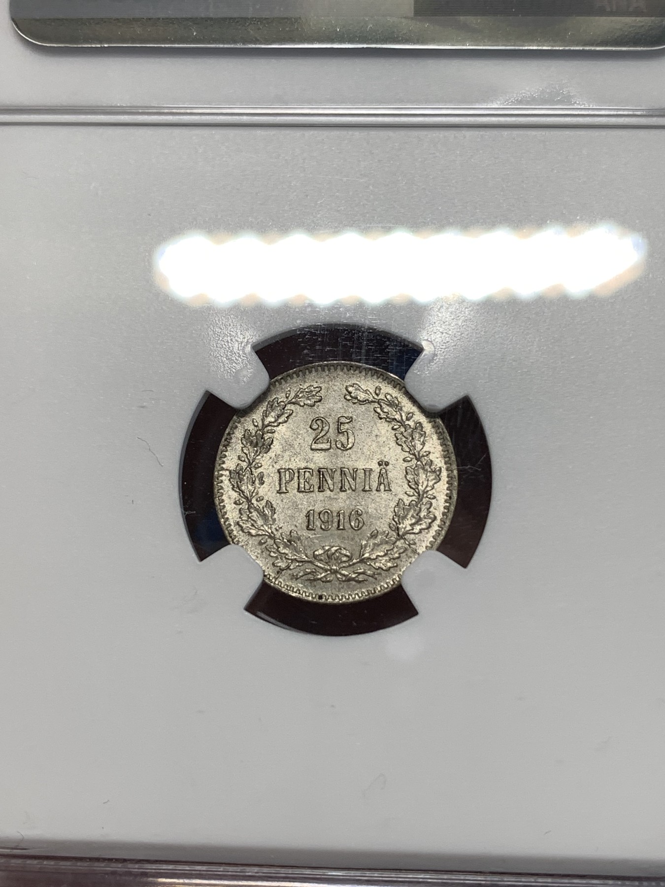 《竞宝斋》第261场-周日，周一，周二 3场连拍 (全场包邮) NGC MS64 俄属芬兰1916年双头鹰25分银币