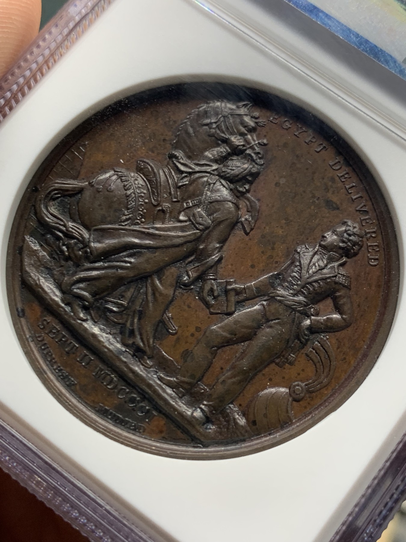 《竞宝斋》第261场-周日，周一，周二 3场连拍 (全场包邮) NGC MS61BN 英国 1820 埃及 哈钦森与埃及贝伊缔结条约 纪念铜章 极少品种