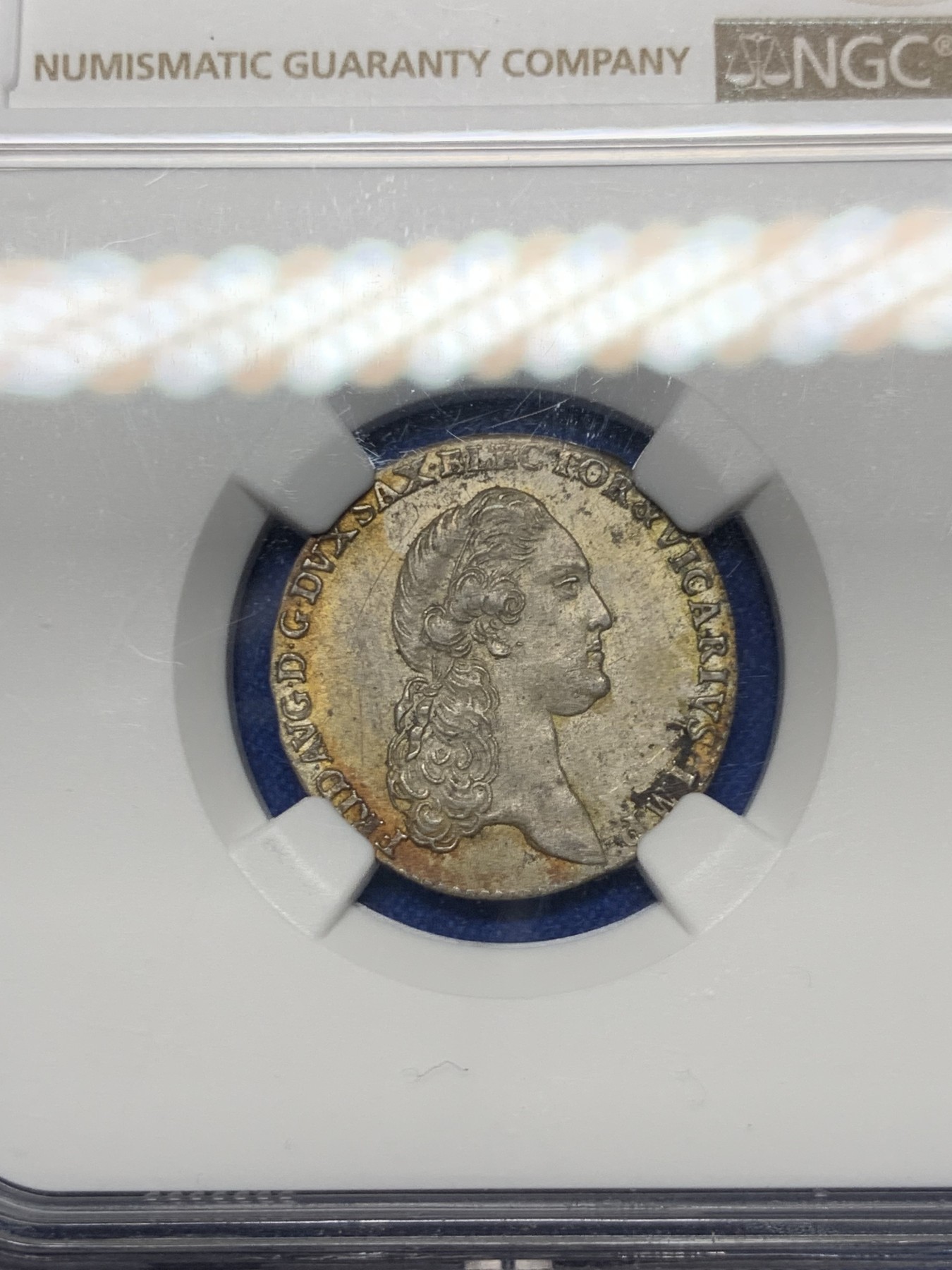 《竞宝斋》第261场-周日，周一，周二 3场连拍 (全场包邮) NGC MS63 1790年萨克森1/12泰勒银币 NGC标签有误 非常好看的包浆