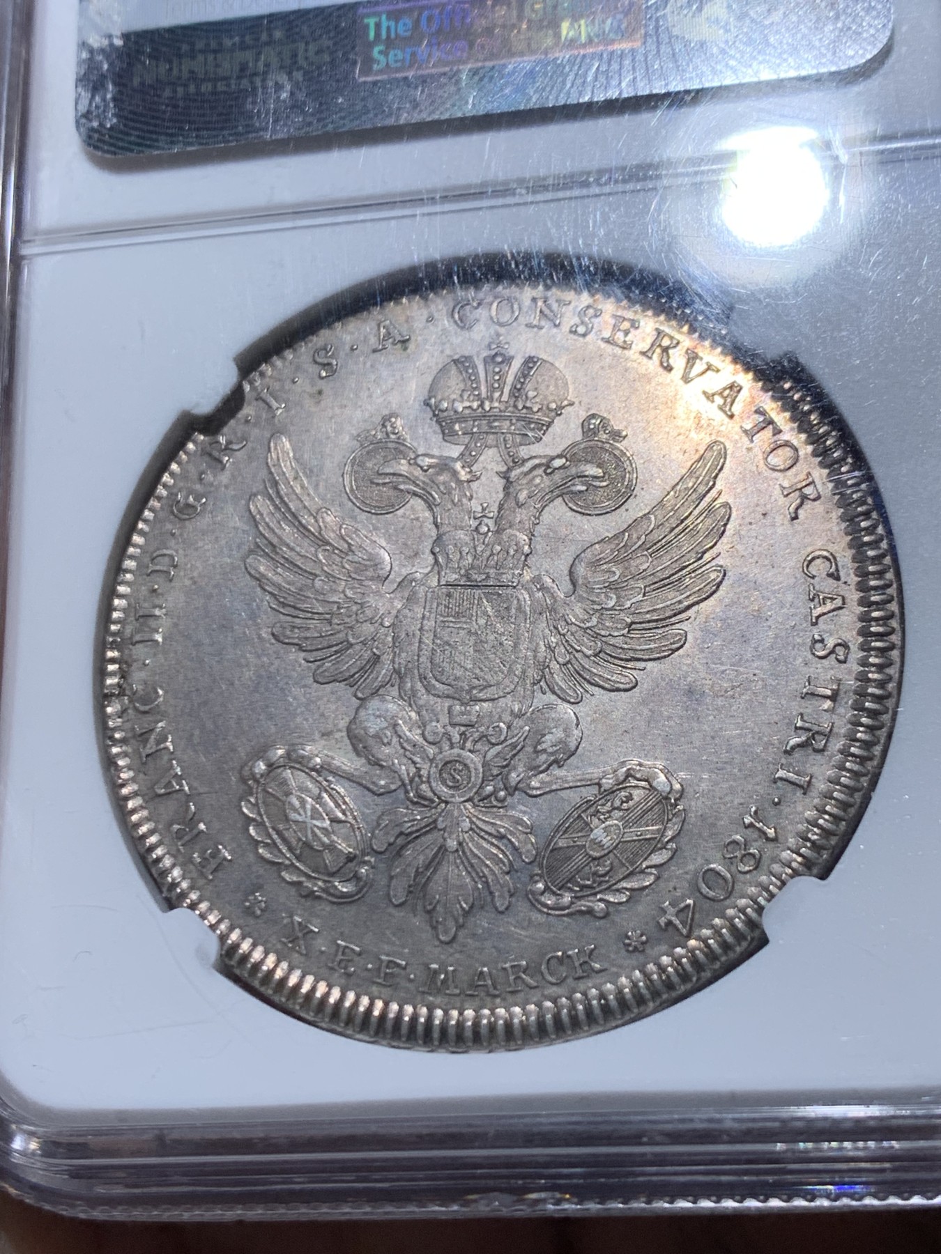 《竞宝斋》第261场-周日，周一，周二 3场连拍 (全场包邮) NGC MS63 神圣罗马帝国 1804 弗里德贝格骑士屠龙 泰勒大银币 打制清晰 细腻的场景 难得藏品