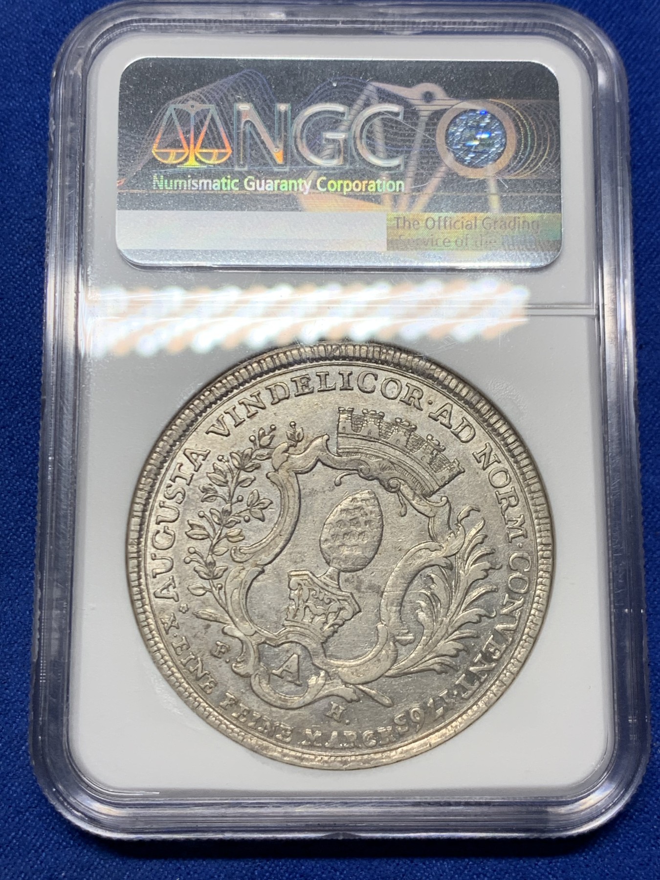 《竞宝斋》第261场-周日，周一，周二 3场连拍 (全场包邮) NGC AUD 1765年德国奥格斯堡1泰勒银币 背逆 这个少见城邦与年份