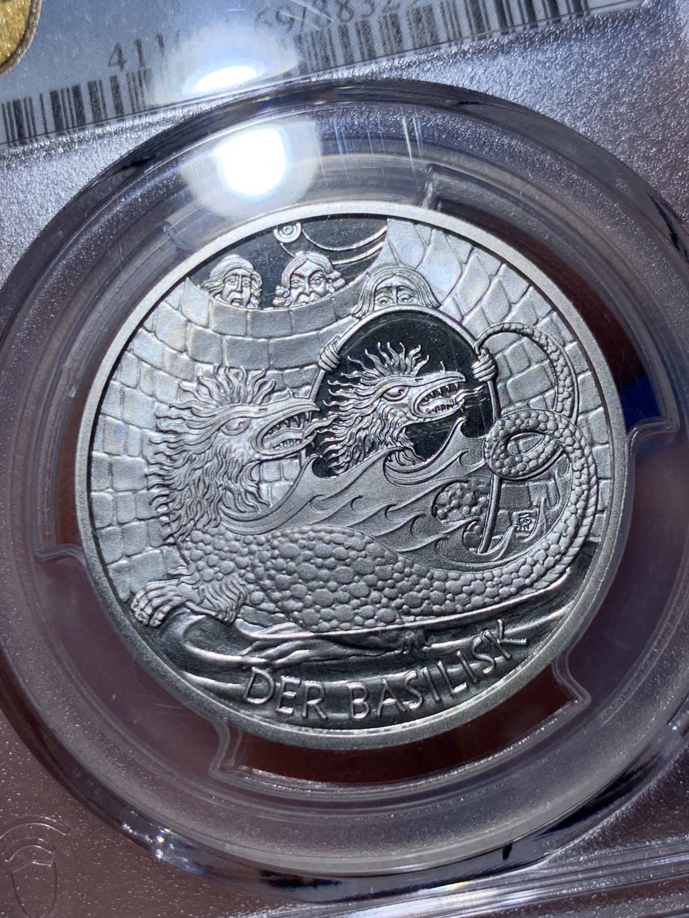 《竞宝斋》第261场-周日，周一，周二 3场连拍 (全场包邮) PCGS PR69DCAM 奥地利2009年发行古代神话巴吉里斯克蜥蜴10欧精制币（克劳斯获奖2011年最受欢迎银币）