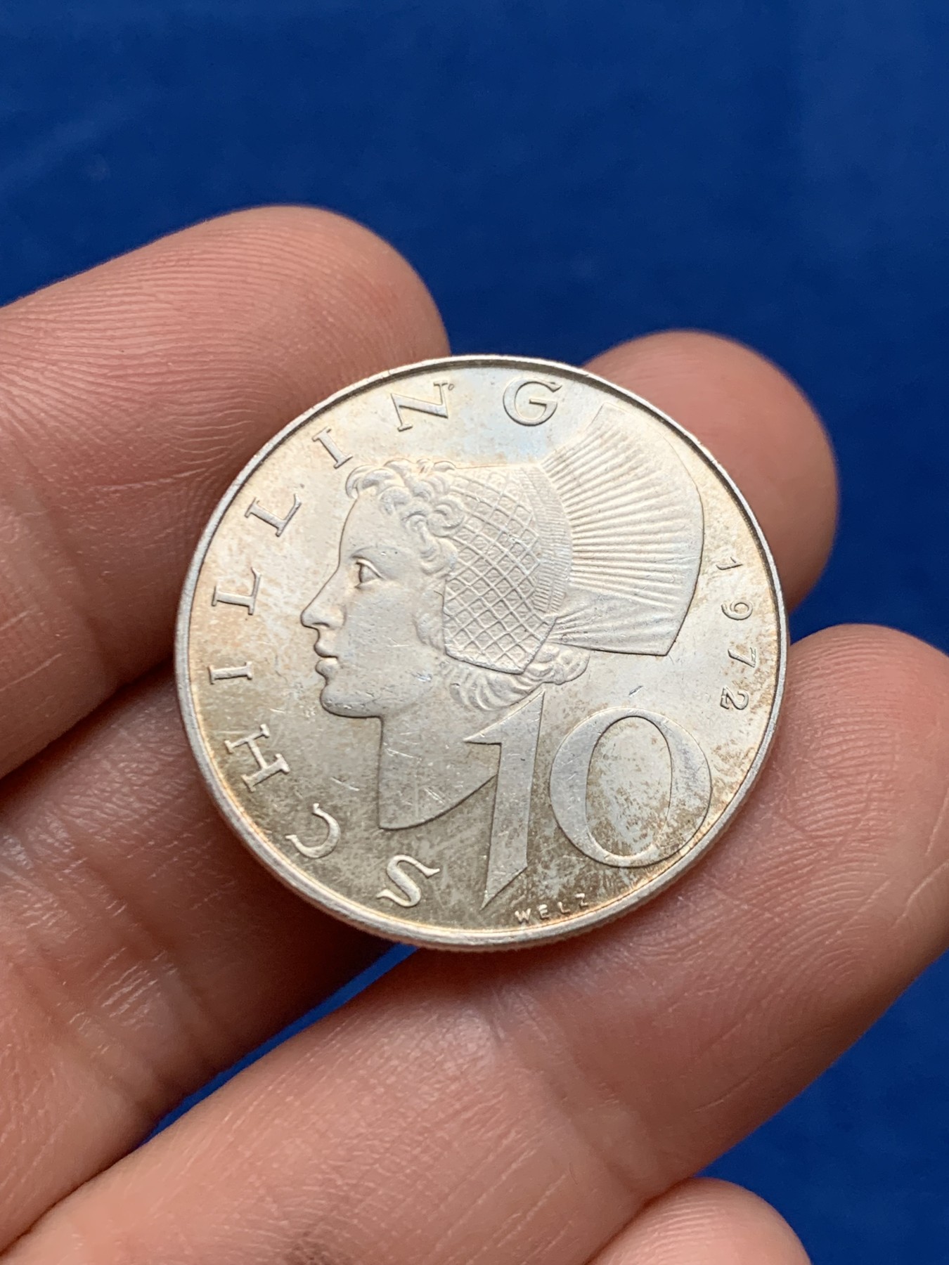 《竞宝斋》第261场-周日，周一，周二 3场连拍 (全场包邮) 1972年奥地利10先令银币 UNC