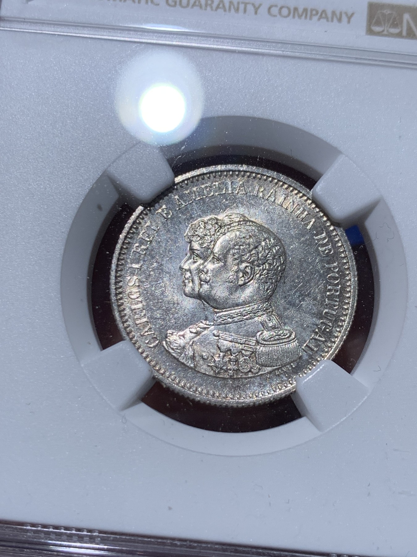 《竞宝斋》第261场-周日，周一，周二 3场连拍 (全场包邮) NGC MS63 葡萄牙1898年发现印度戎装版200瑞斯银币