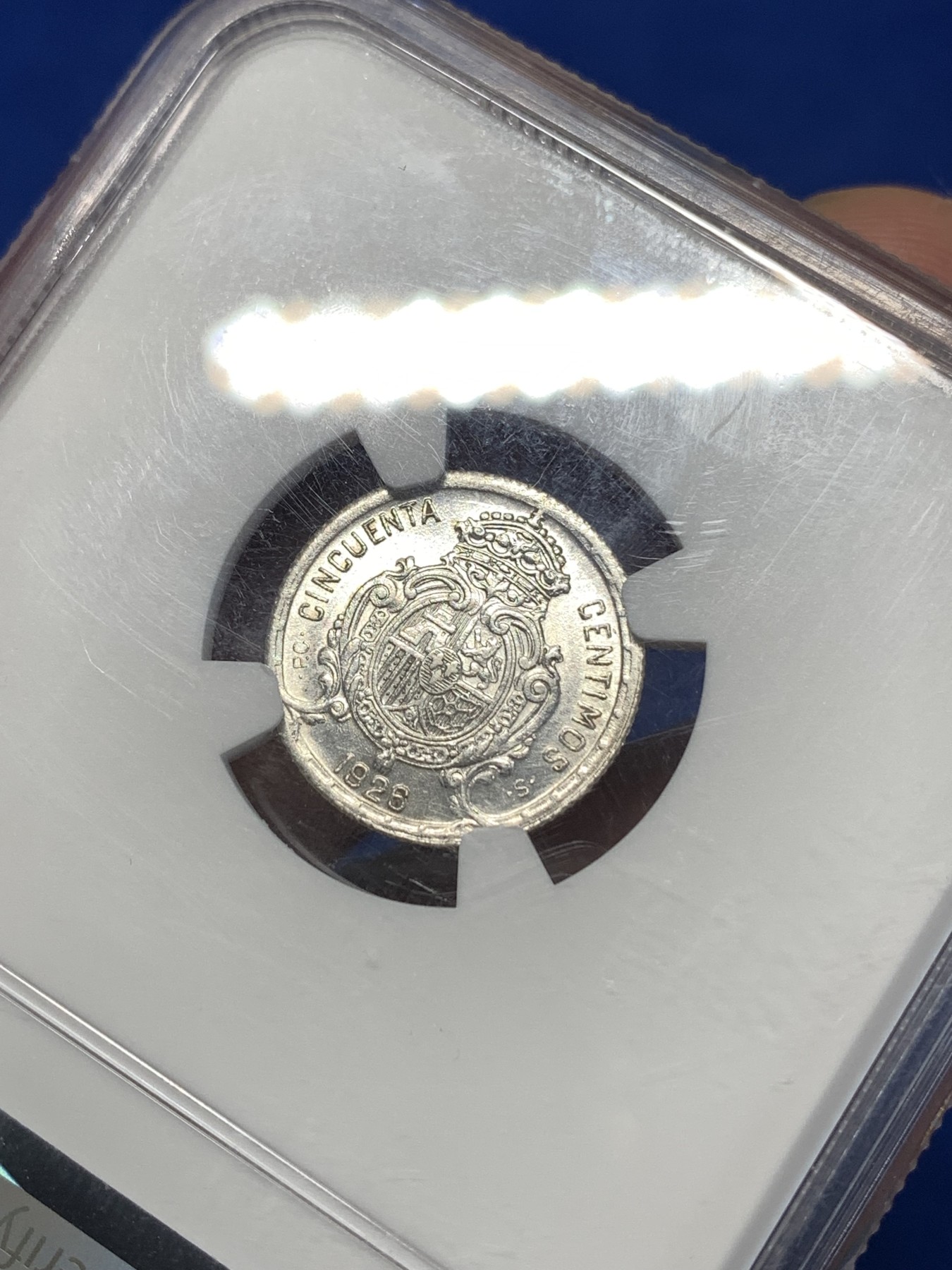 《竞宝斋》第261场-周日，周一，周二 3场连拍 (全场包邮) NGC UNCD 西班牙1926年阿方索十三世50分银币 原光好品