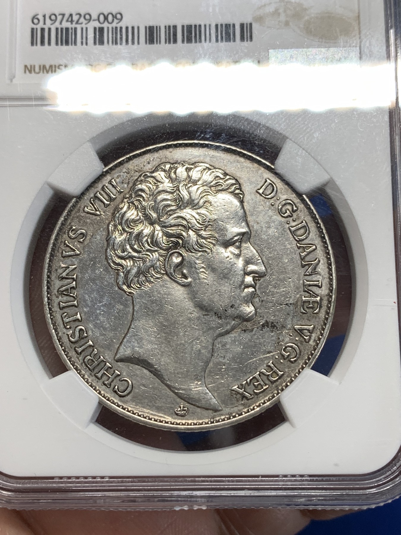 《竞宝斋》第261场-周日，周一，周二 3场连拍 (全场包邮) NGC AUD 1846年丹麦克里斯蒂八世1SD大银币