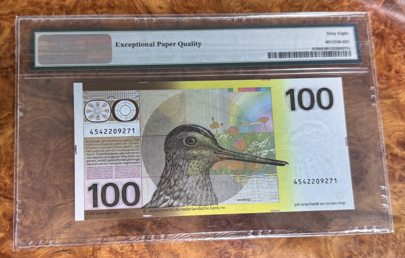 Chase Auction 第28期 - - 外钞、民国钞和人民币混合场！ 1981年荷兰100盾，PMG68！
